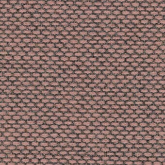 Re Wool Kvadrat fabric, dusty rose and charcoal gray, dense basket-weave texture with horizontal oval pattern and matte finish.